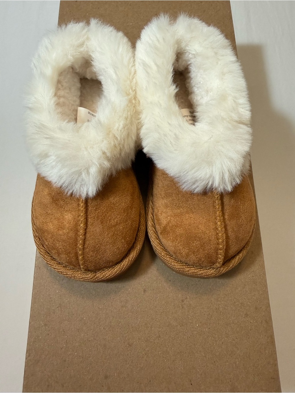 Wonder Nation Toddler Girls Faux Fur Trim Slipper Booties Size 5-6